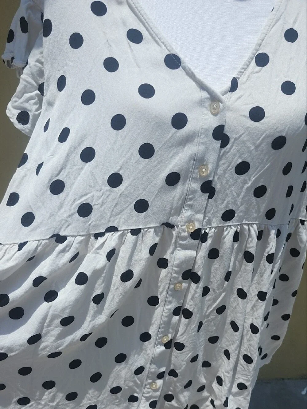 GAP Maternity Cream  Blouse with Black Polka Dots